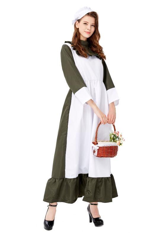 F1935 Traditional Housemaid Long Dress Adult Cosplay Party Costume